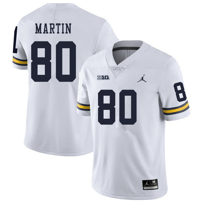 Men #80 Oliver Martin Michigan Wolverines College Football Jerseys Sale-White